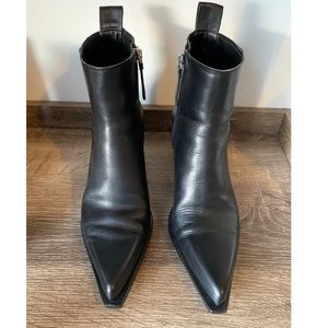 Zara black leather heeled ankle boots